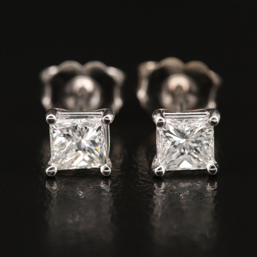 14K 0.89 CTW Diamond Stud Earrings with GIA Diamond Dossier