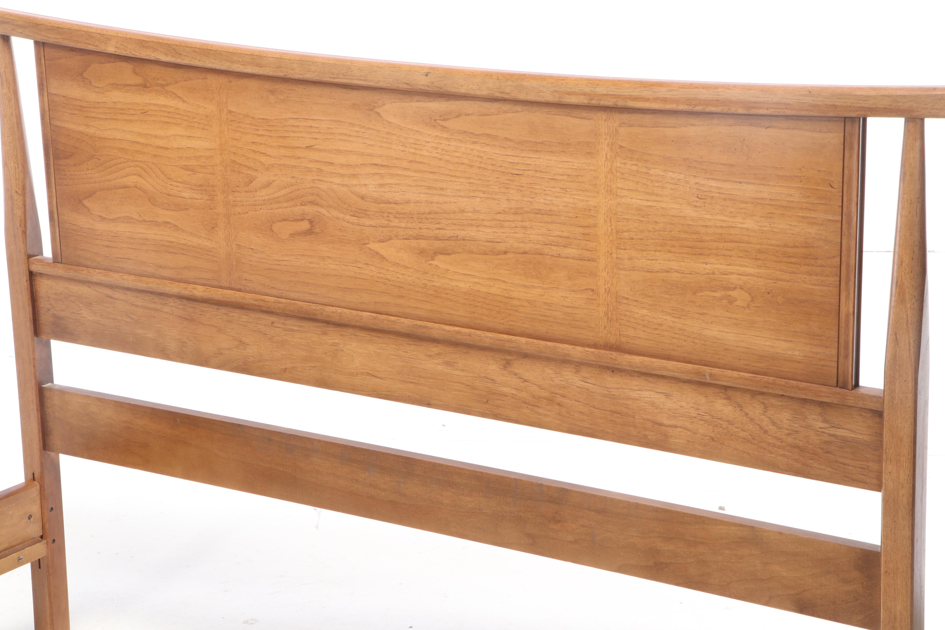 Thomasville "Tamerlane" Asian Modern Pecan Full Size Bed Frame, Mid-20th Century