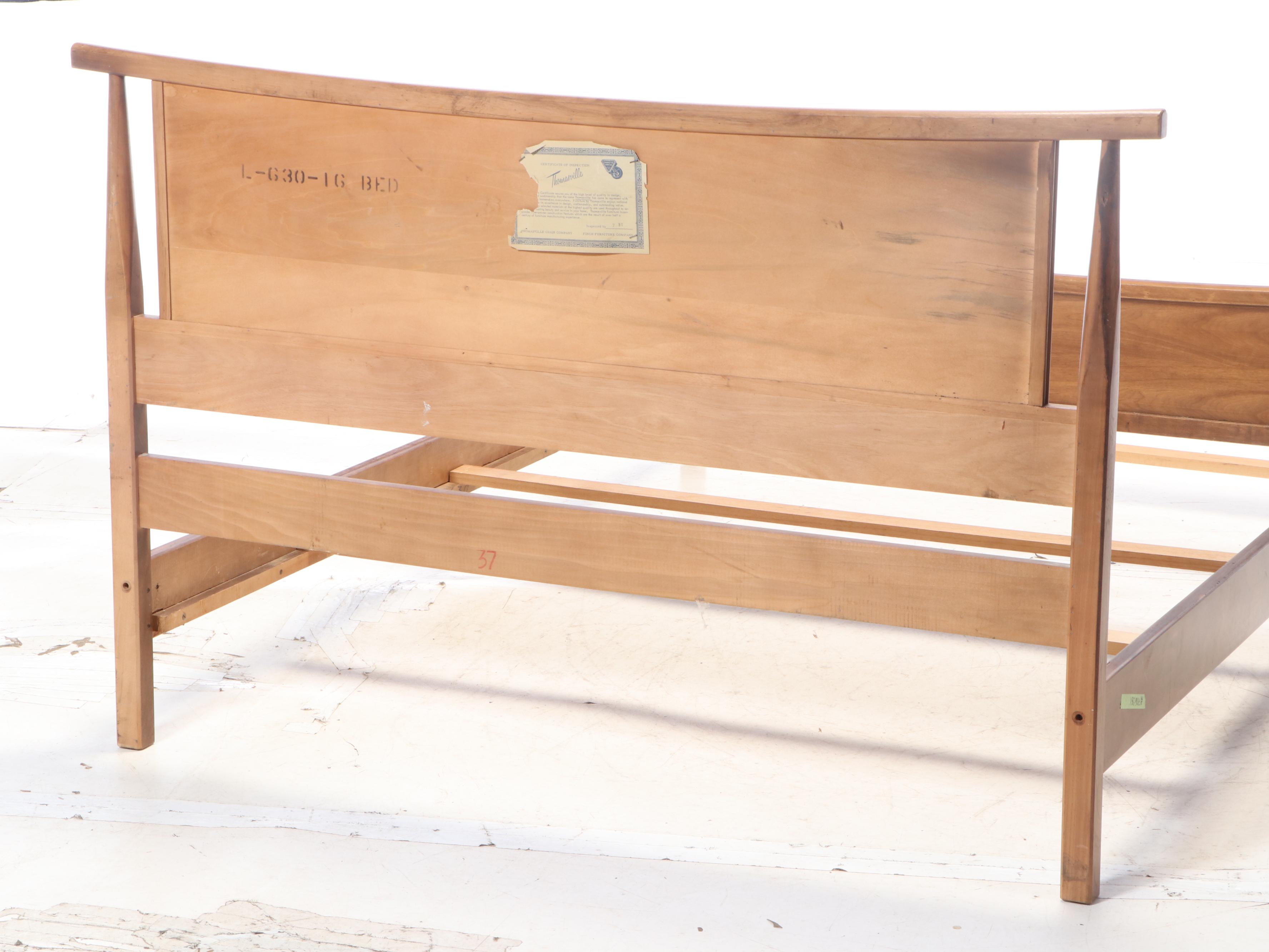 Thomasville "Tamerlane" Asian Modern Pecan Full Size Bed Frame, Mid-20th Century