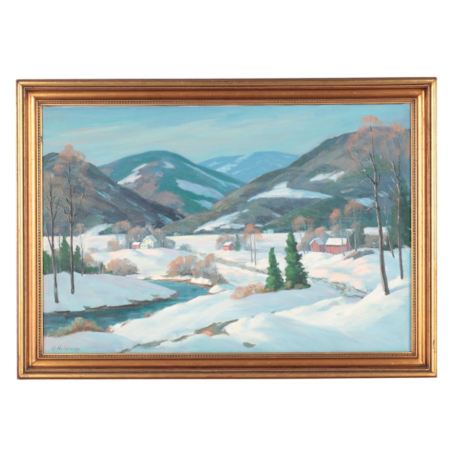 George Holloway Winter Landscape Oil Painting