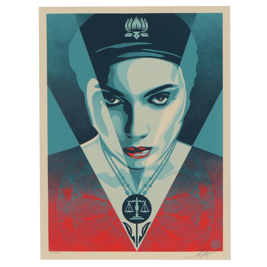 Shepard Fairey Serigraph "Justice Woman Blue," 2021