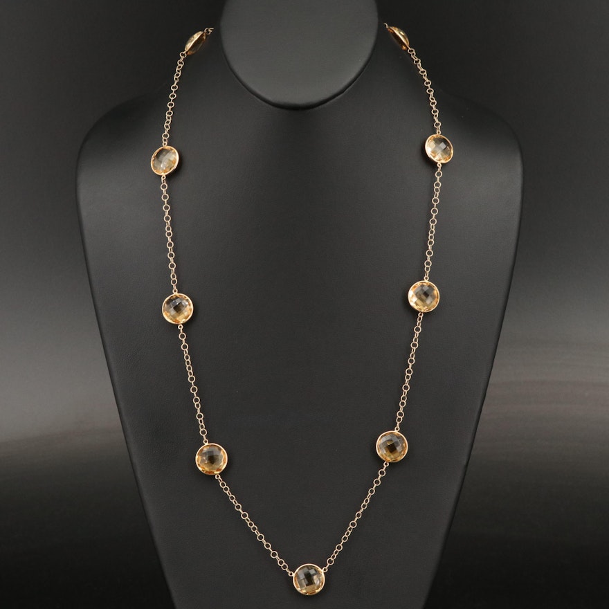 14K Citrine Station Necklace