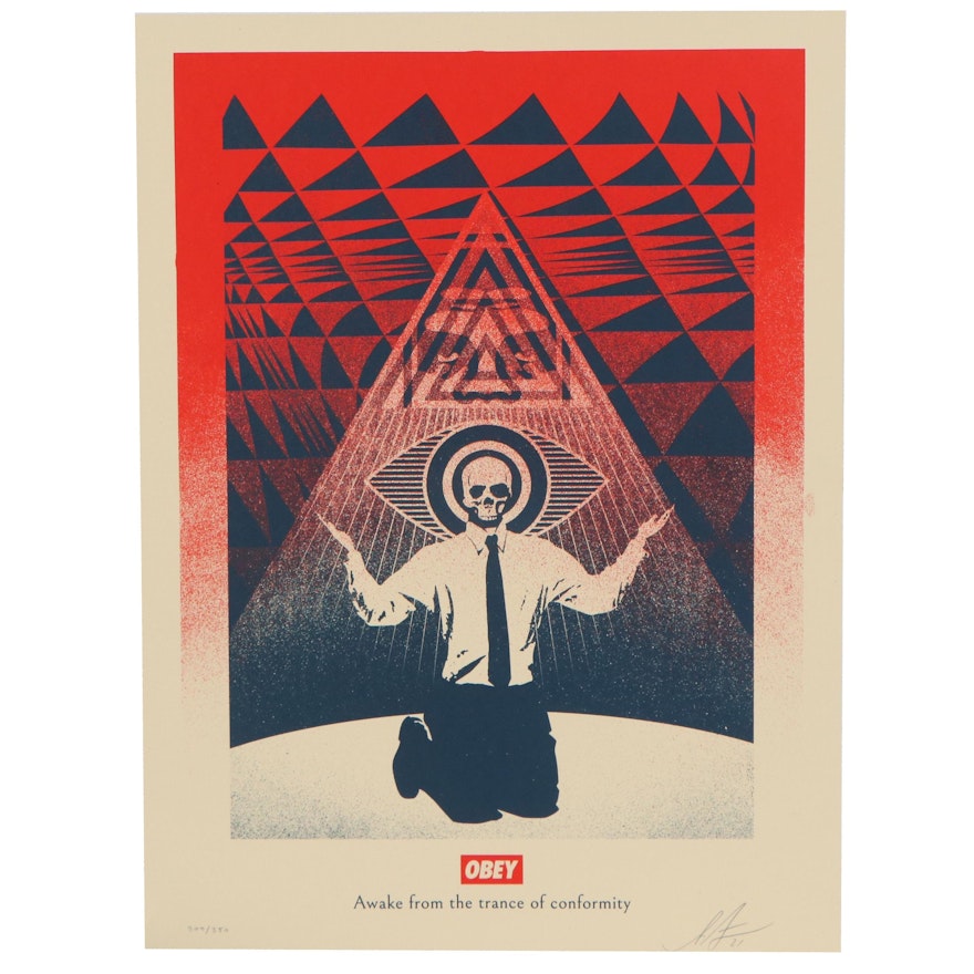 Shepard Fairey Serigraph "Obey Conformity Trance Red," 2021