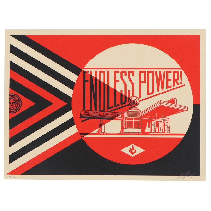 Shepard Fairey Serigraph "Endless Power Petrol Palace (Red)"