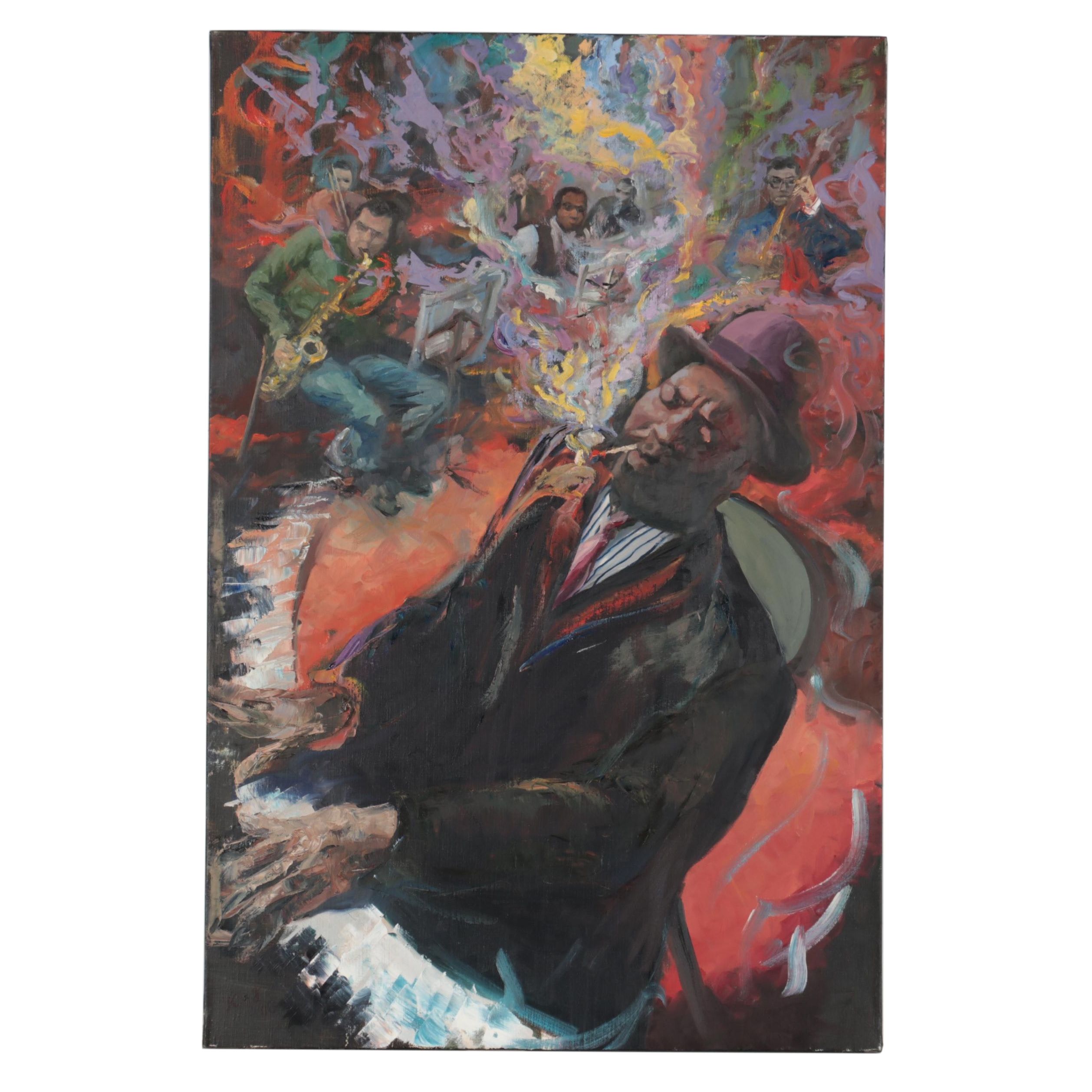 Kaz Ooka Large-Scale Oil Painting "Monk Playing Around," 2008
