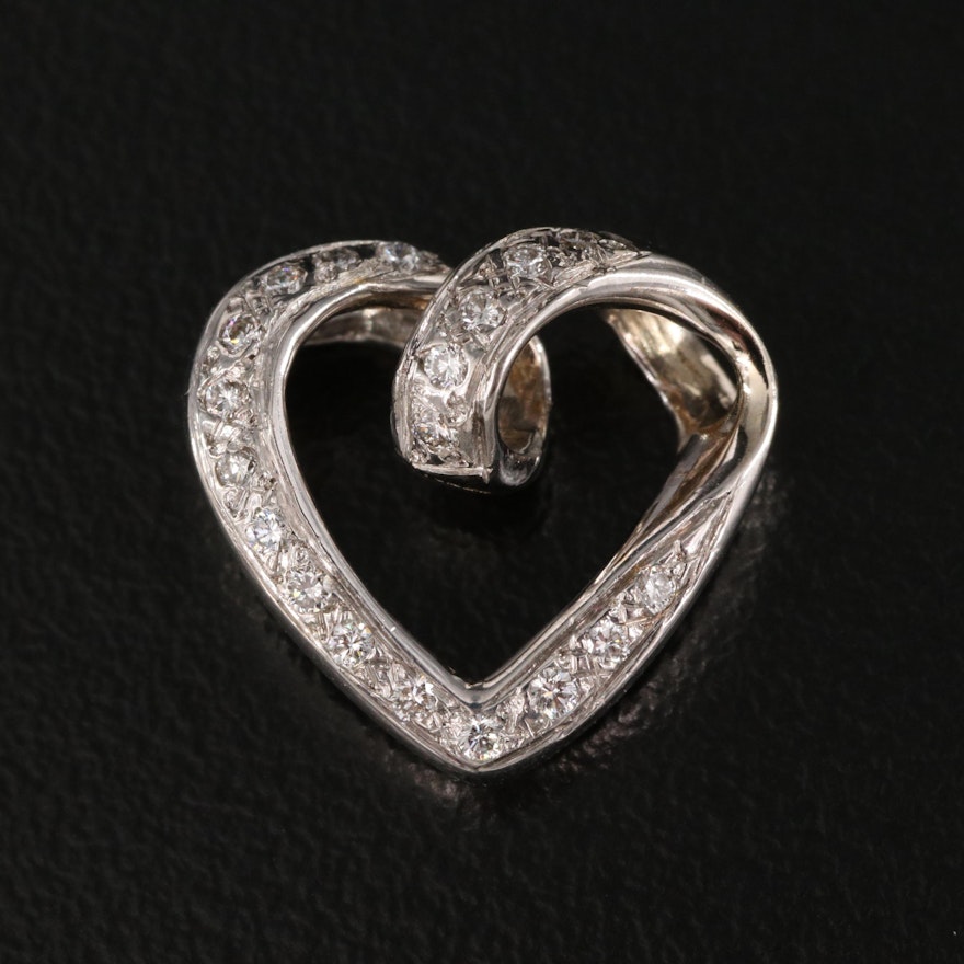 18K Diamond Heart Slide Pendant