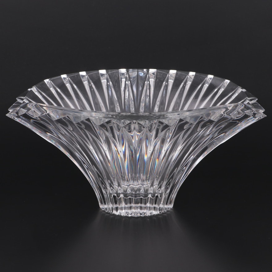 Crystal Fan Shaped Centerpiece Bowl, Late 20th Century