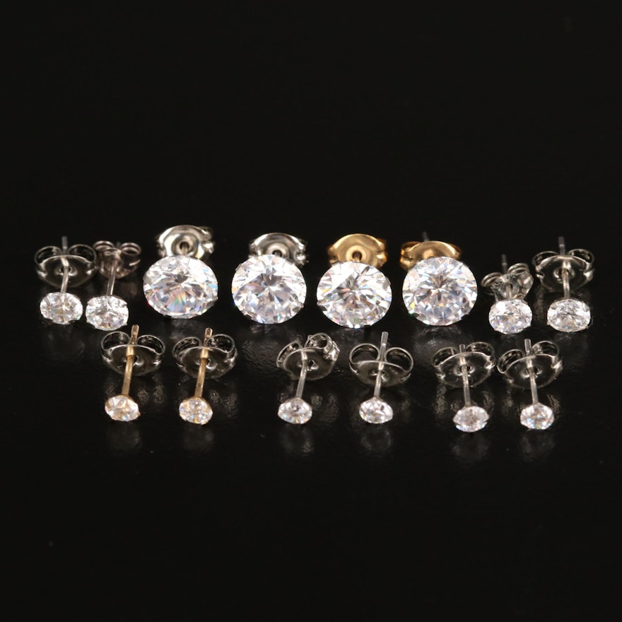 14K Cubic Zirconia Stud Earrings