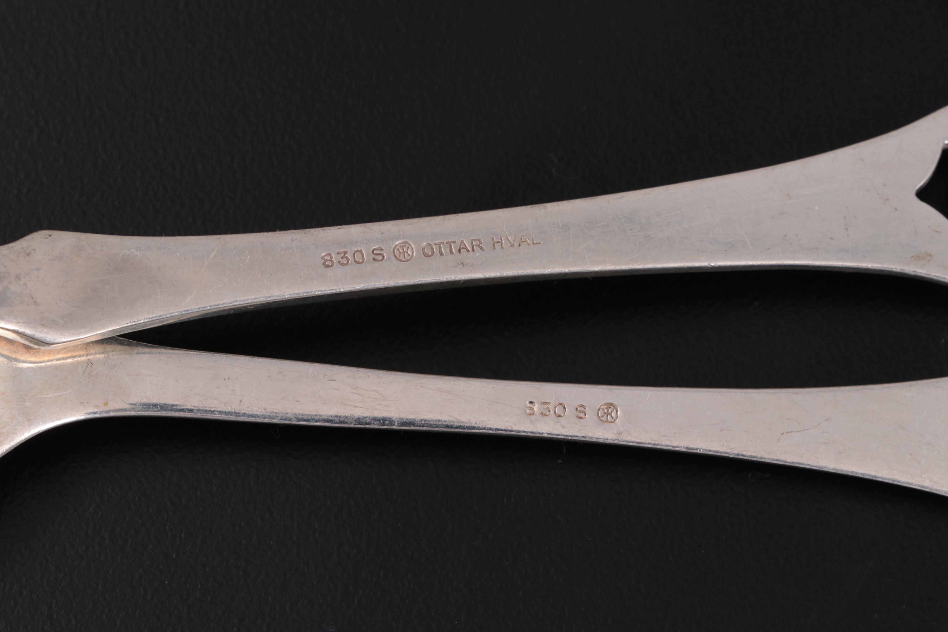 Ottar Hval Norwegian 800 Silver Equestrian Themed Flatware and Serving Utensils