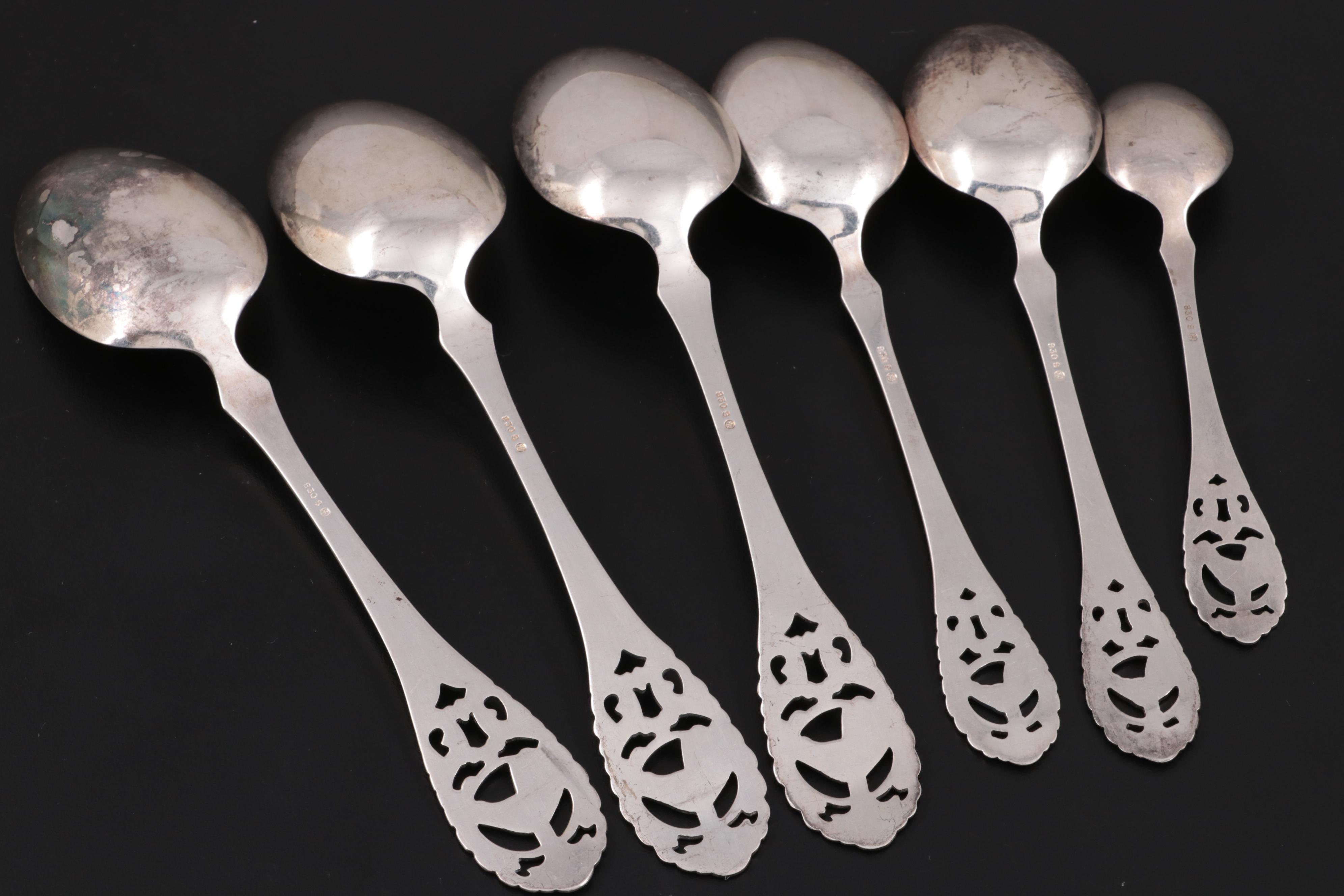 Ottar Hval Norwegian 800 Silver Equestrian Themed Flatware and Serving Utensils