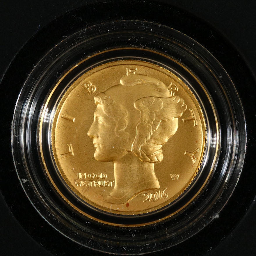 2016-W Mercury Dime Centennial Gold Coin