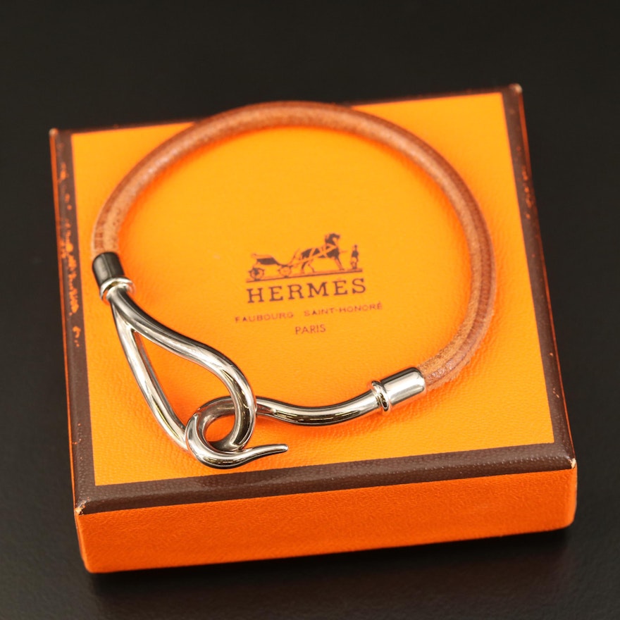 Hermès Leather Jumbo Hook and Eye Bracelet