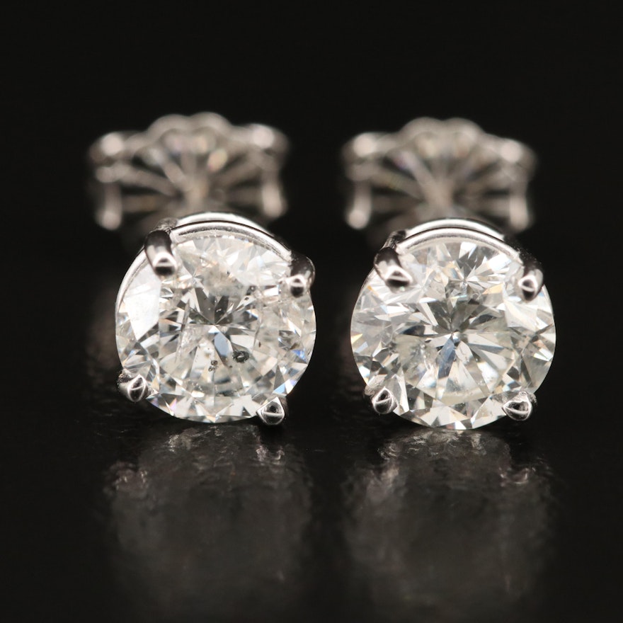 Platinum 2.05 CTW Diamond Stud Earrings with GIA Diamond Dossier and eReport