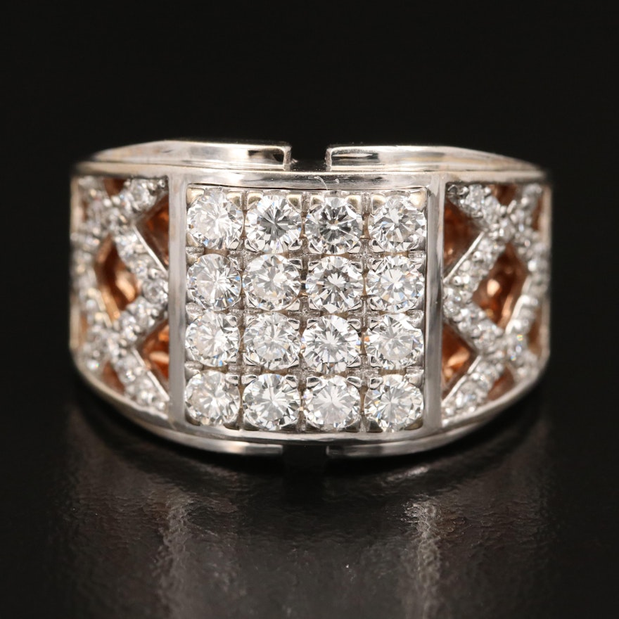 18K 2.01 CTW Diamond Ring with Rose Gold Gallery Inlay