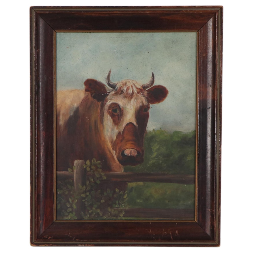 Oil Painting of Cow, Circa 1900