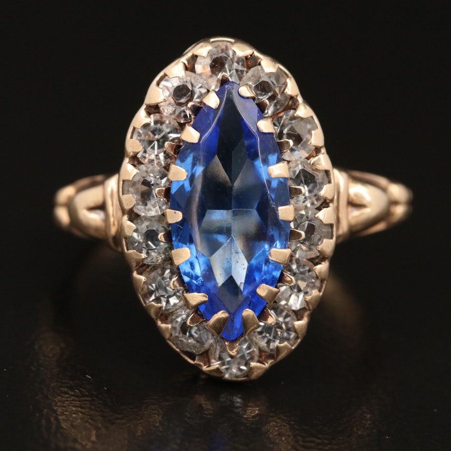 1930s Victorian Revival 10K Navette Ring