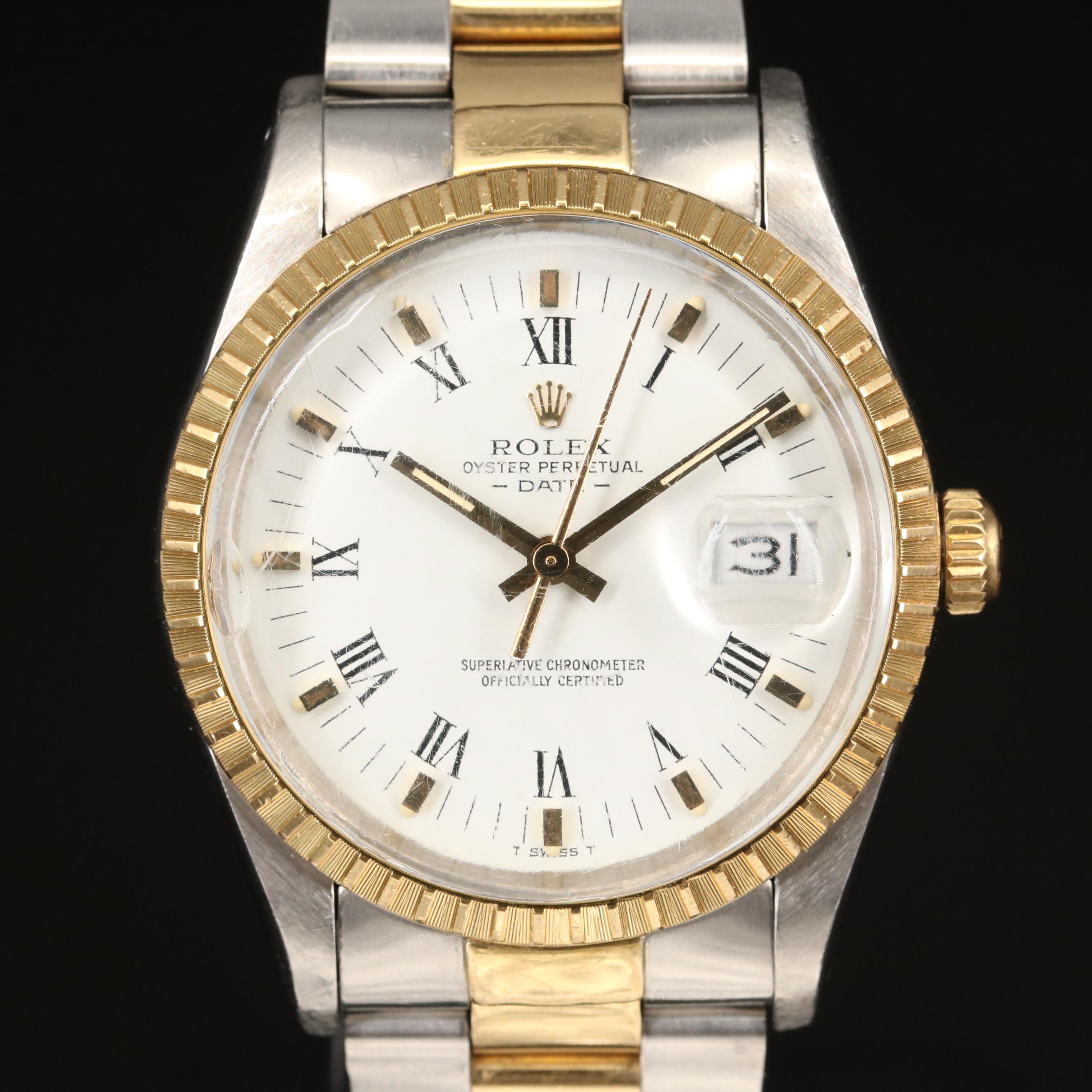 1984 Rolex Date 18K Yellow Gold and Stainless Steel Automatic Watch
