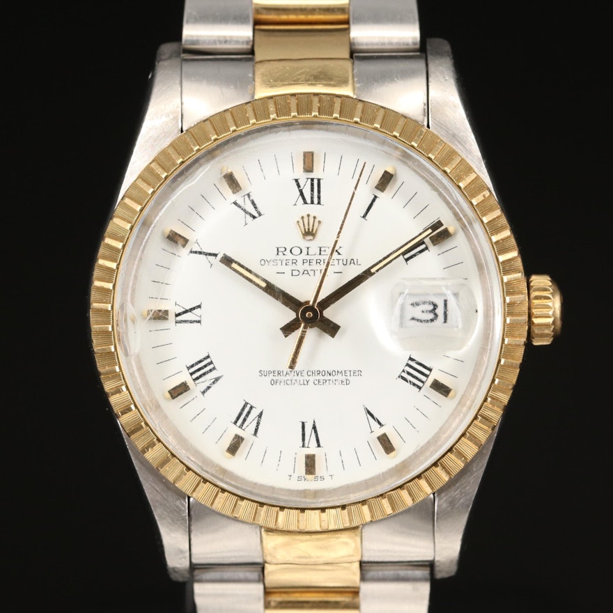 1984 Rolex Date 18K Yellow Gold and Stainless Steel Automatic Wristwatch