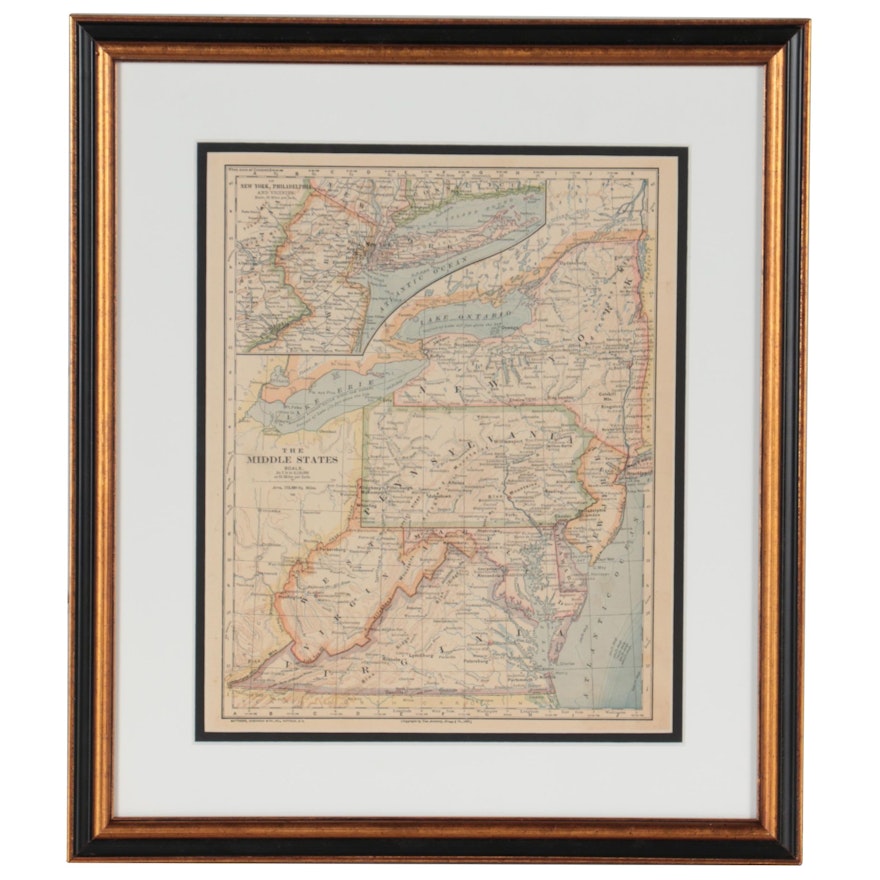 Van Antwerp, Bragg & Co. Wax Engraving Map "The Middle States," 1883