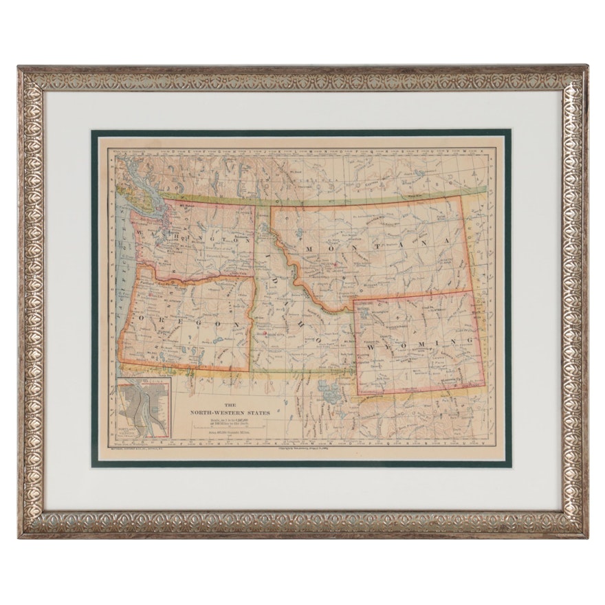 Van Antwerp, Bragg & Co. Wax Engraving Map "The North-Western States," 1883