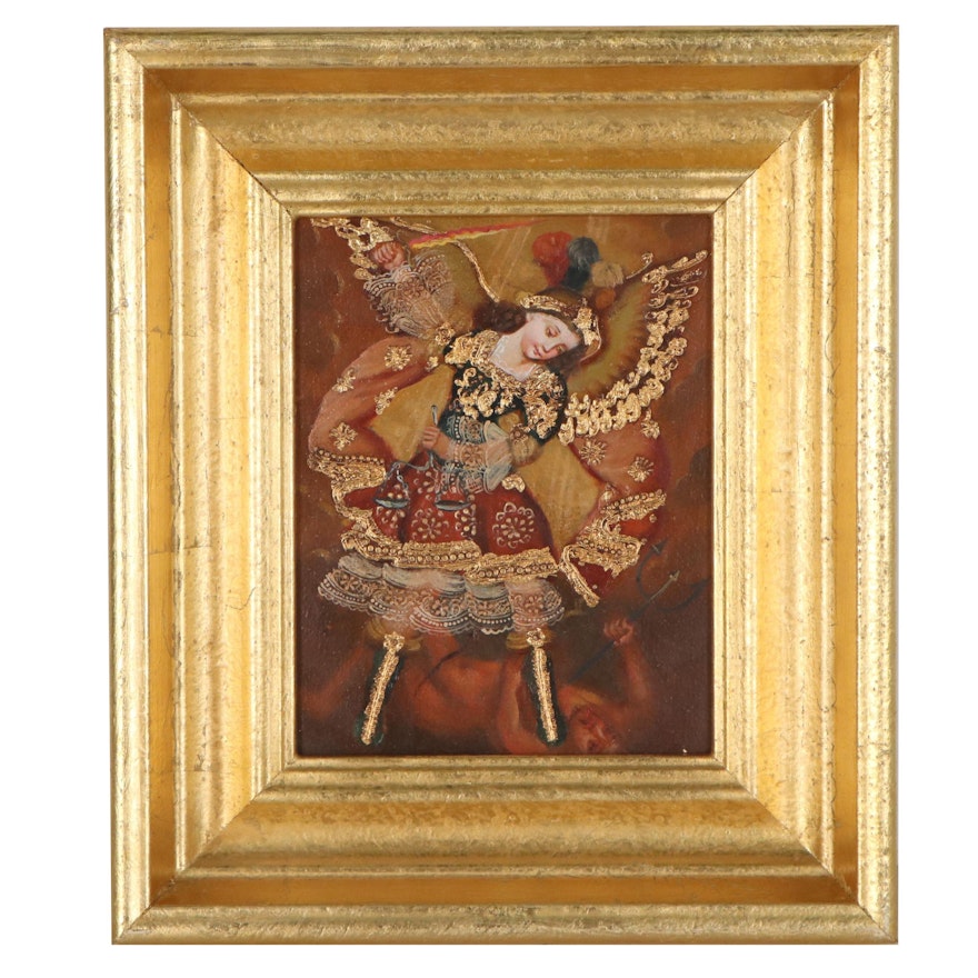 Cuzco School Style Oil Painting of Archangel Michael