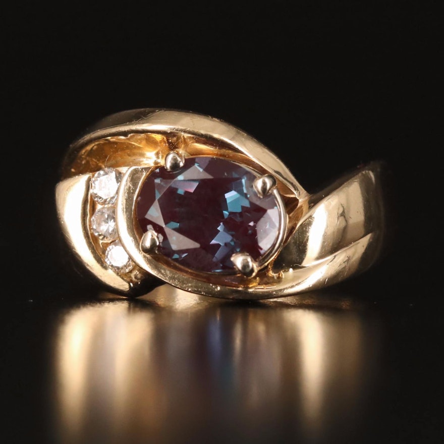 14K Alexandrite and Diamond Ring