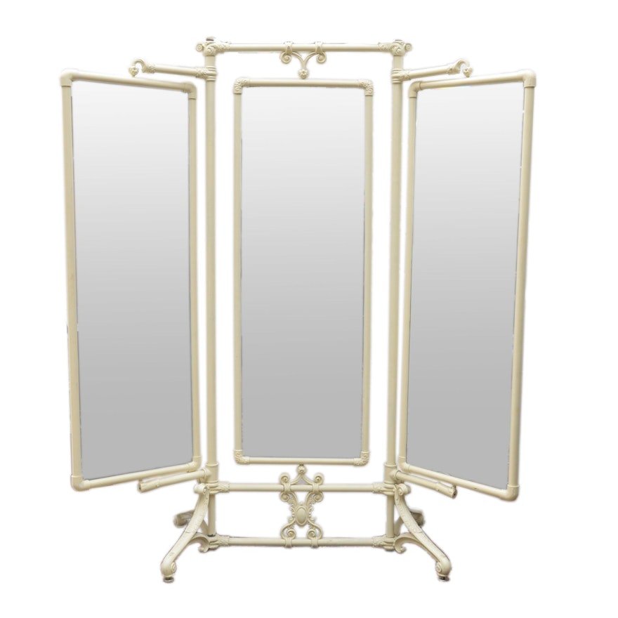 Victorian Cast Iron and Beveled Glass Dressing Mirror