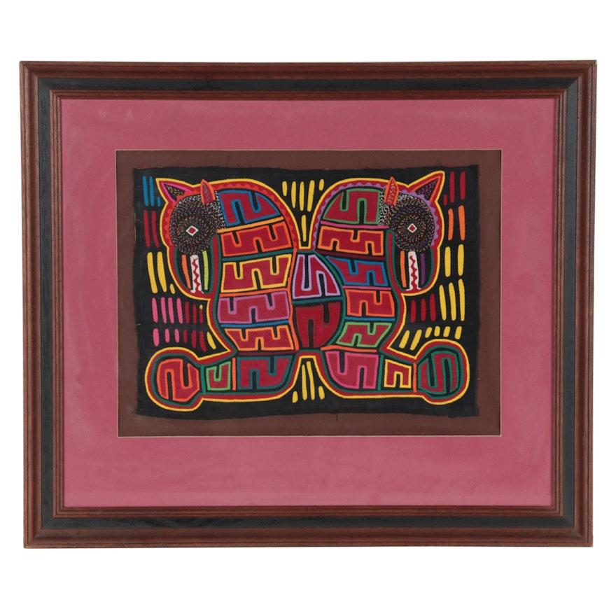 Panamanian Guna Mola Folk Art Textile Panel, Late 20th to 21st Century