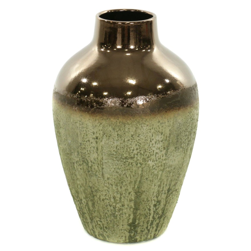 IMAX Home "Hargrove" Metallic Top Glazed Ceramic Vase