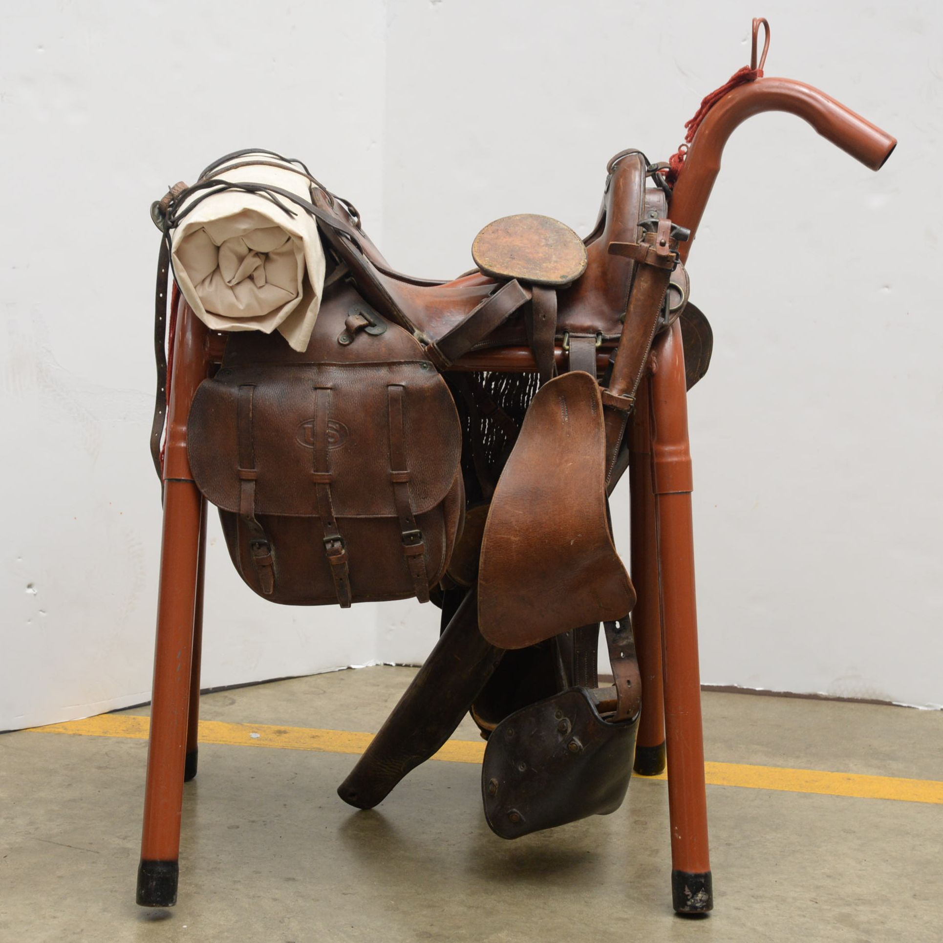US Army Cavalry McClellan Leather Saddle and Accessories, Early 20th Century