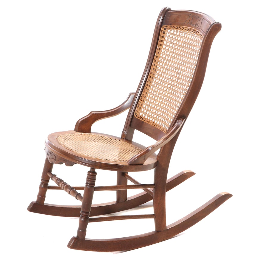 Victorian Walnut Rocking Chair, Late 19th Century