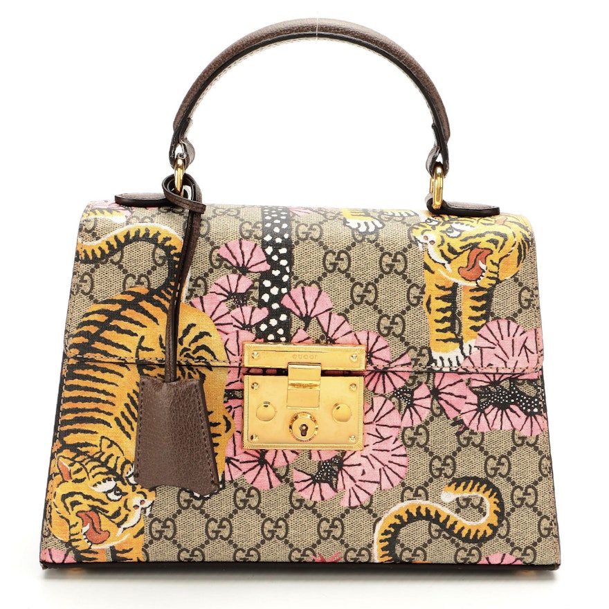 Gucci Padlock Top Handle Bag in Bengal Tiger Print GG Supreme Canvas