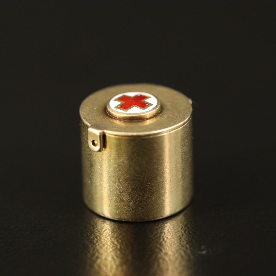 Vintage 14K Red Cross Capsule Charm