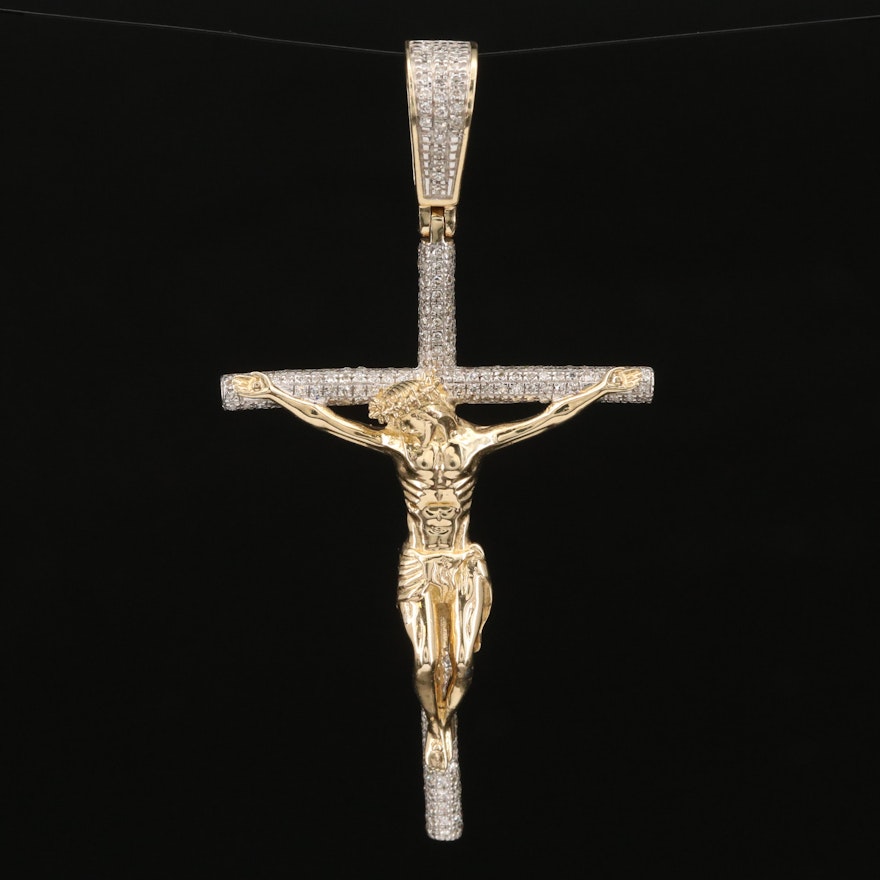 10K Diamond Crucifix Pendant