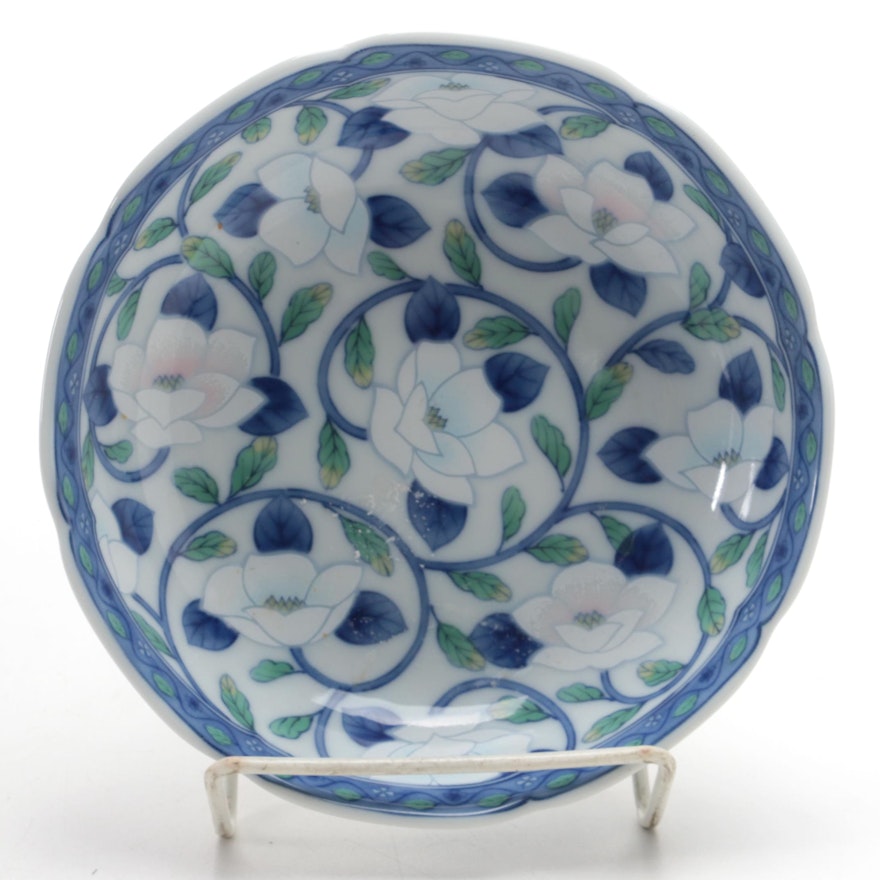 Maebata Japanese Porcelain Floral Bowl, Late 20th Century
