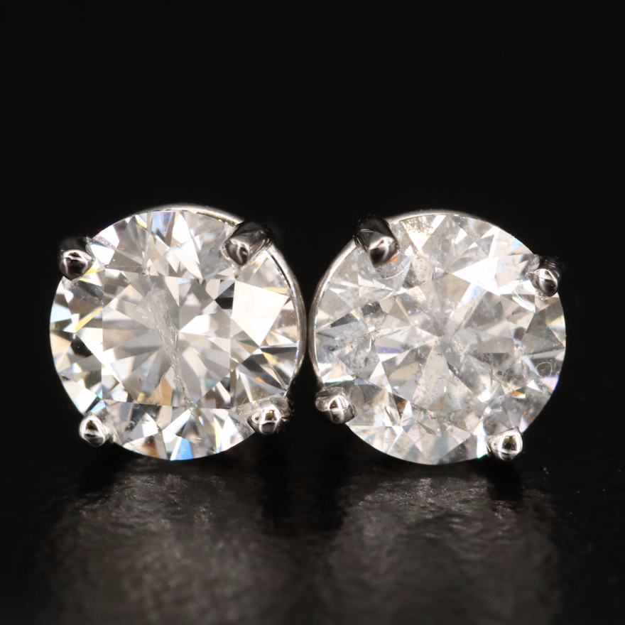 18K 1.96 CTW Diamond Stud Earrings with GIA Dossier and GIA eReport