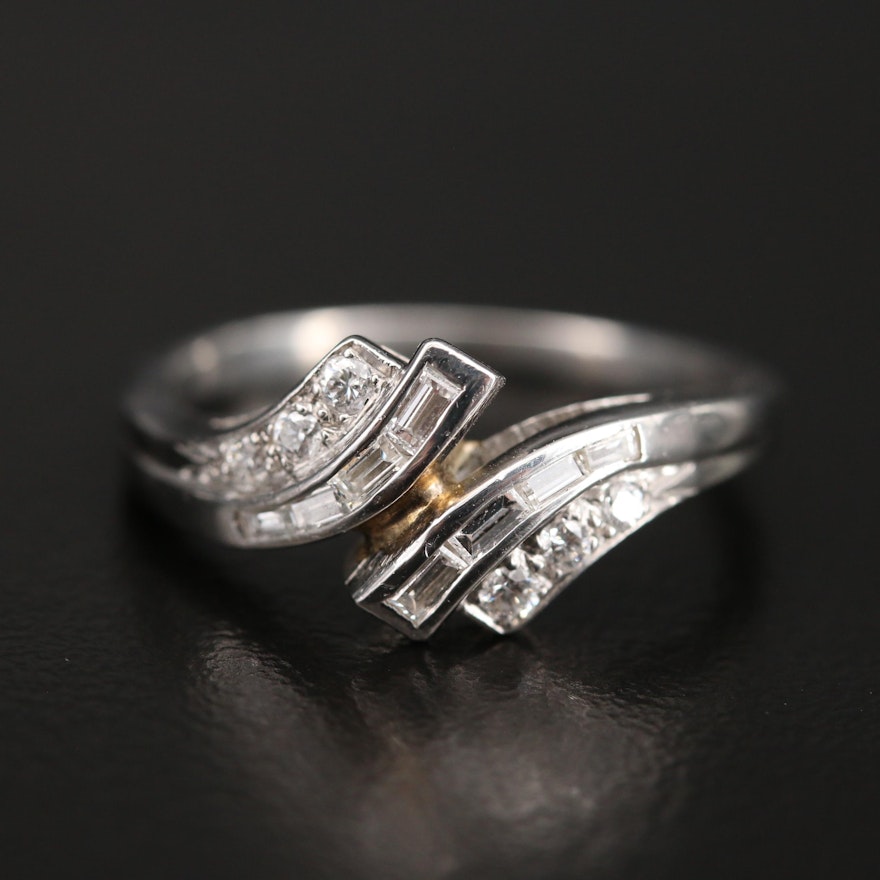 Platinum Diamond Bypass Style Ring