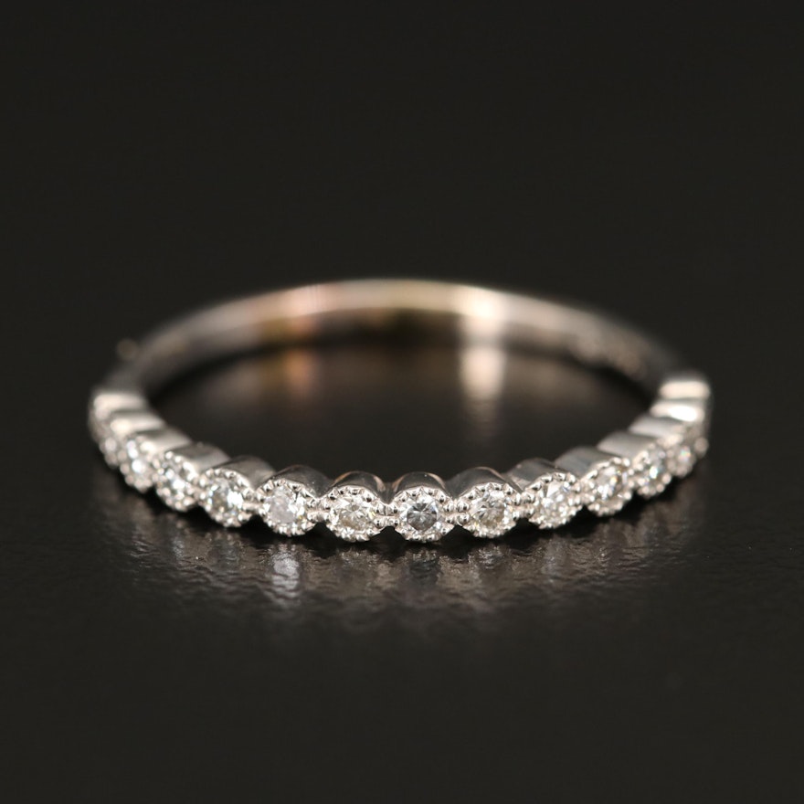 14K Diamond Bezel Ring with Milgrain Detail