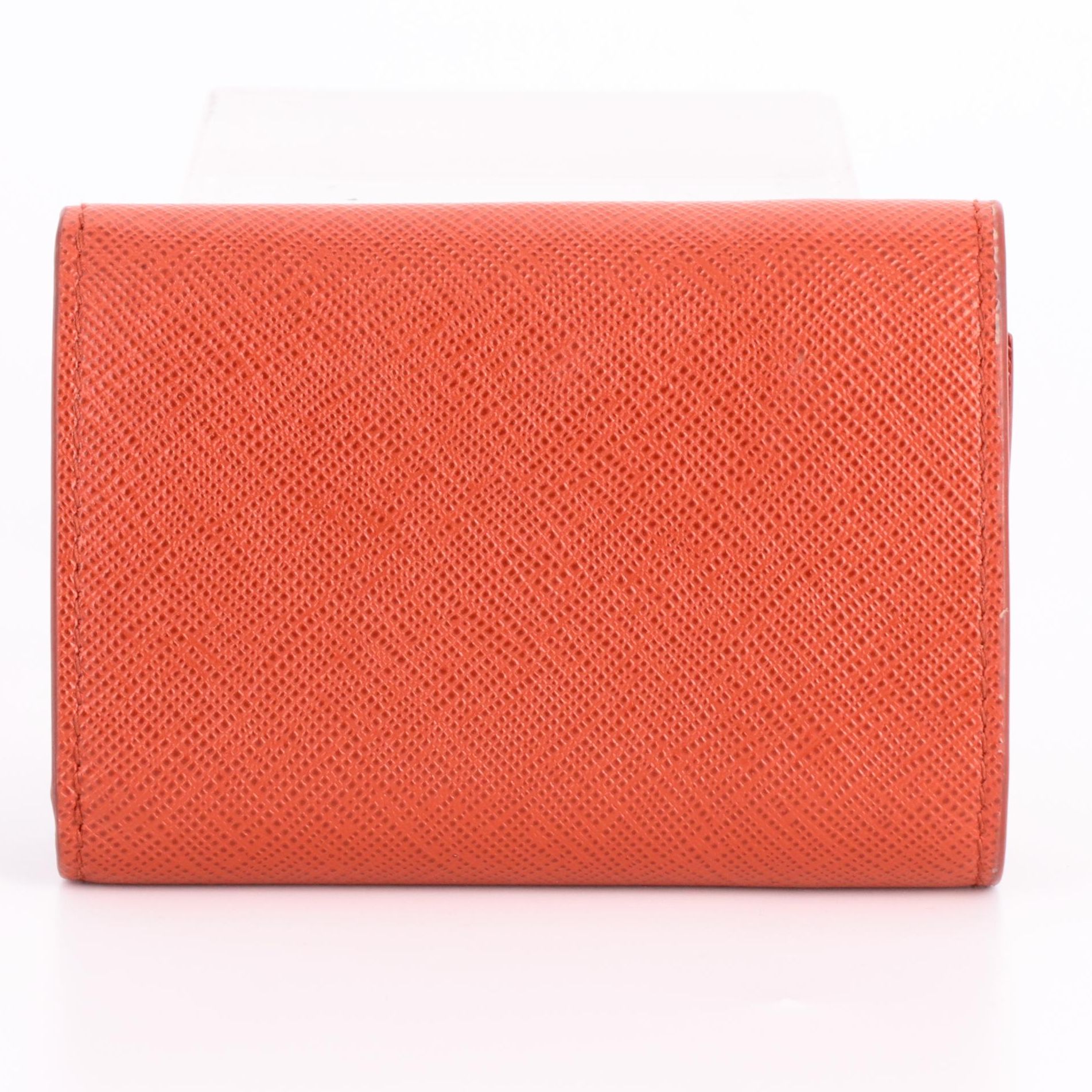Prada Small Compact Wallet in Fiery Red Saffiano Leather