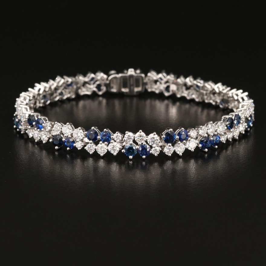 18K 4.97 CTW Diamond and Sapphire Bracelet