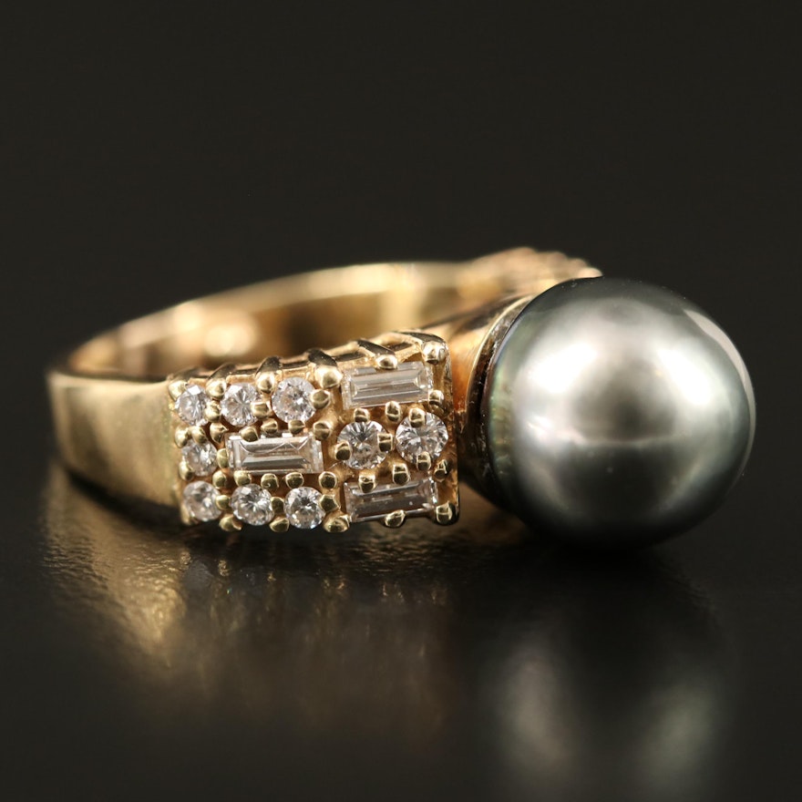 14K Pearl and 1.00 CTW Diamond Ring