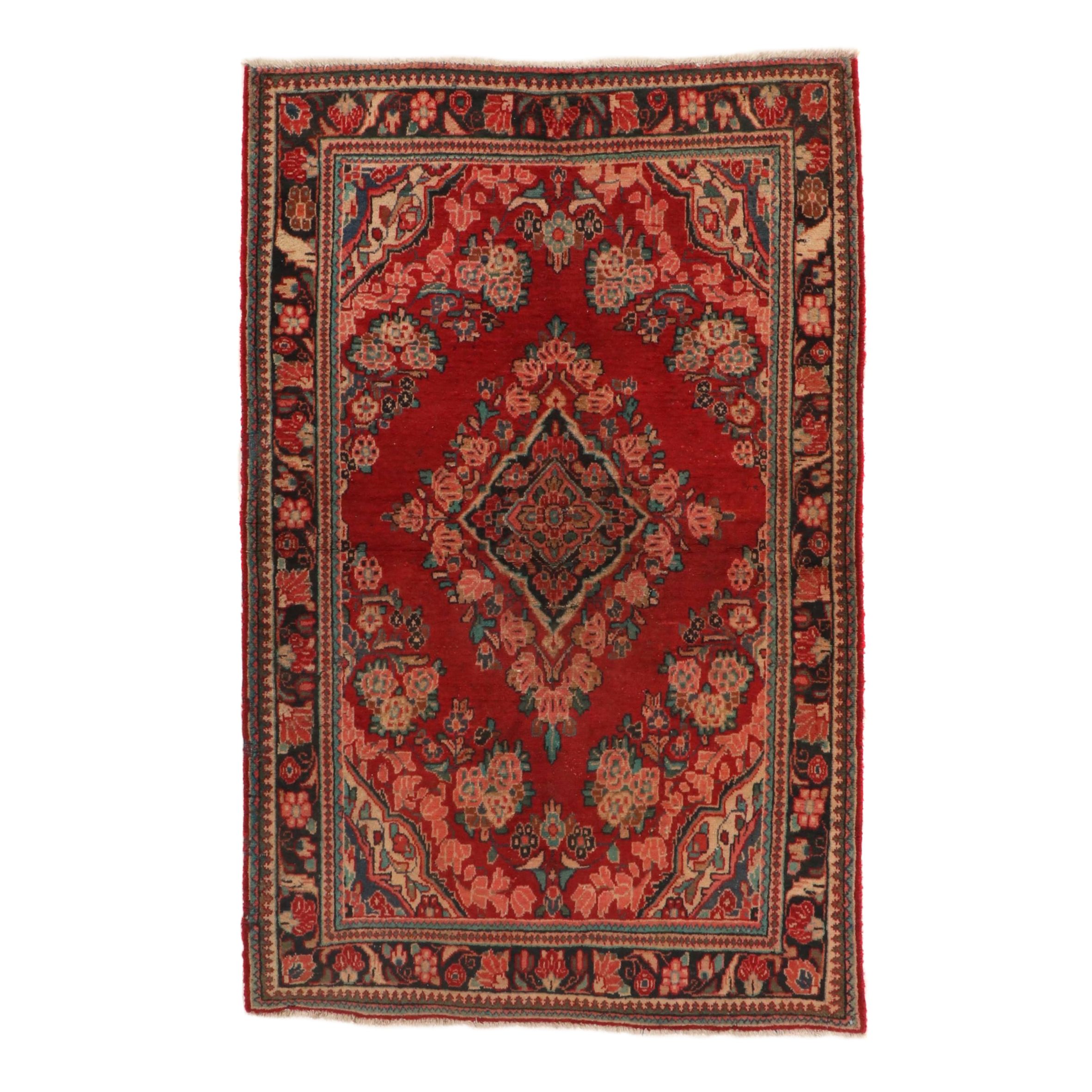 4'3 x 6'7 Hand-Knotted Persian Mahal Rug, 1930s