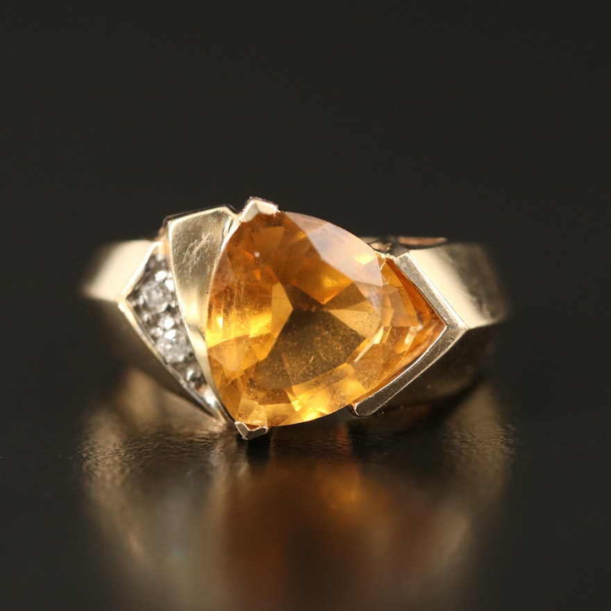 10K Citrine and Diamond Ring