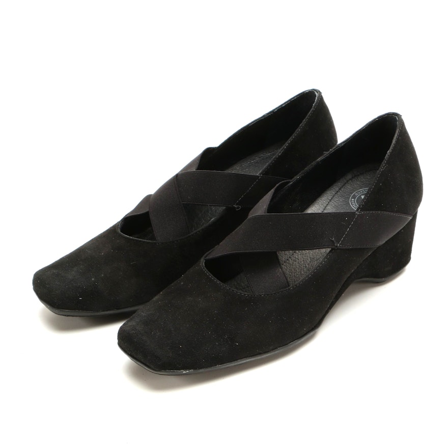 Nurture Black Suede Wedges with Box