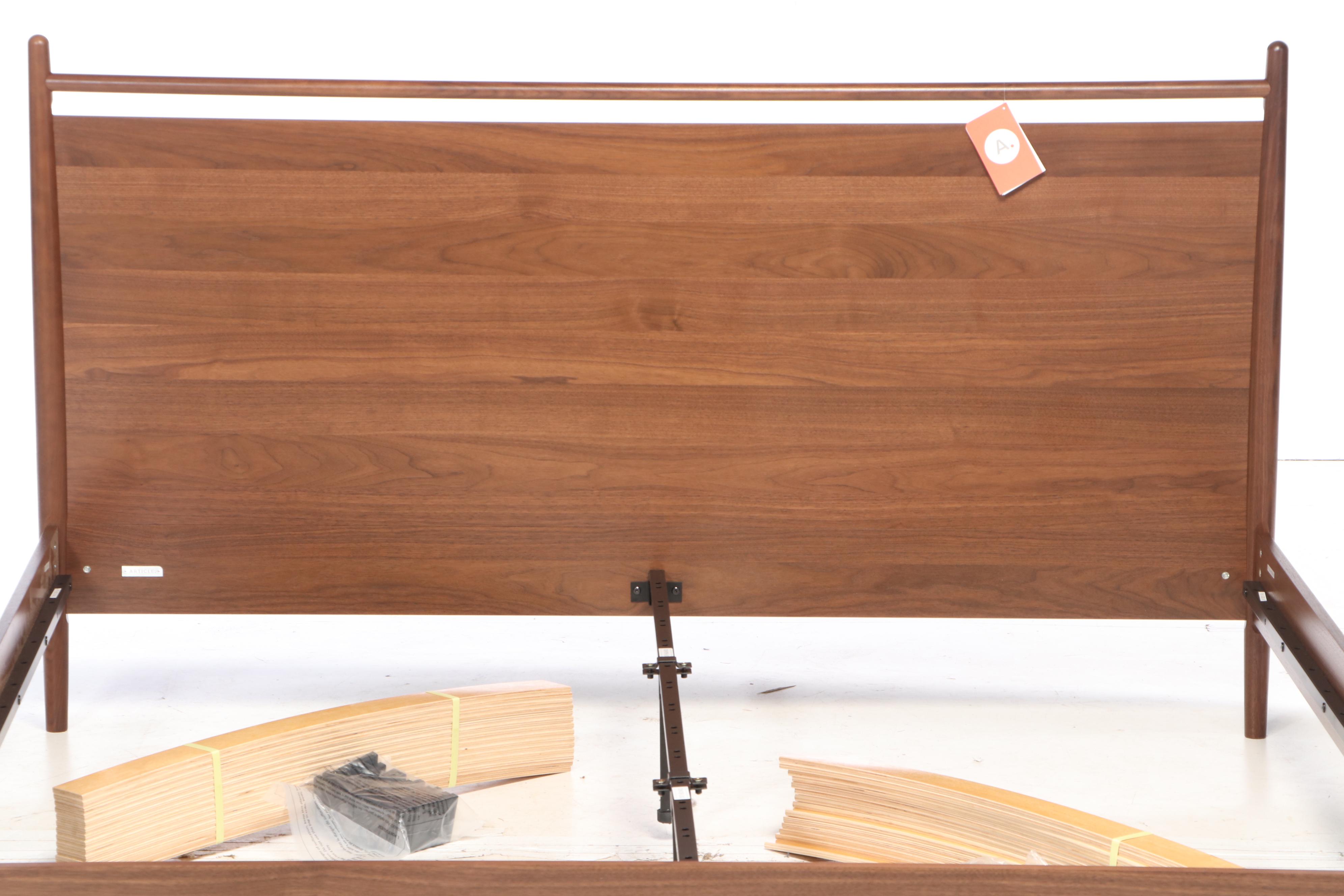 Article "Lenia" Contemporary Walnut-Veneered King Size Bed Frame