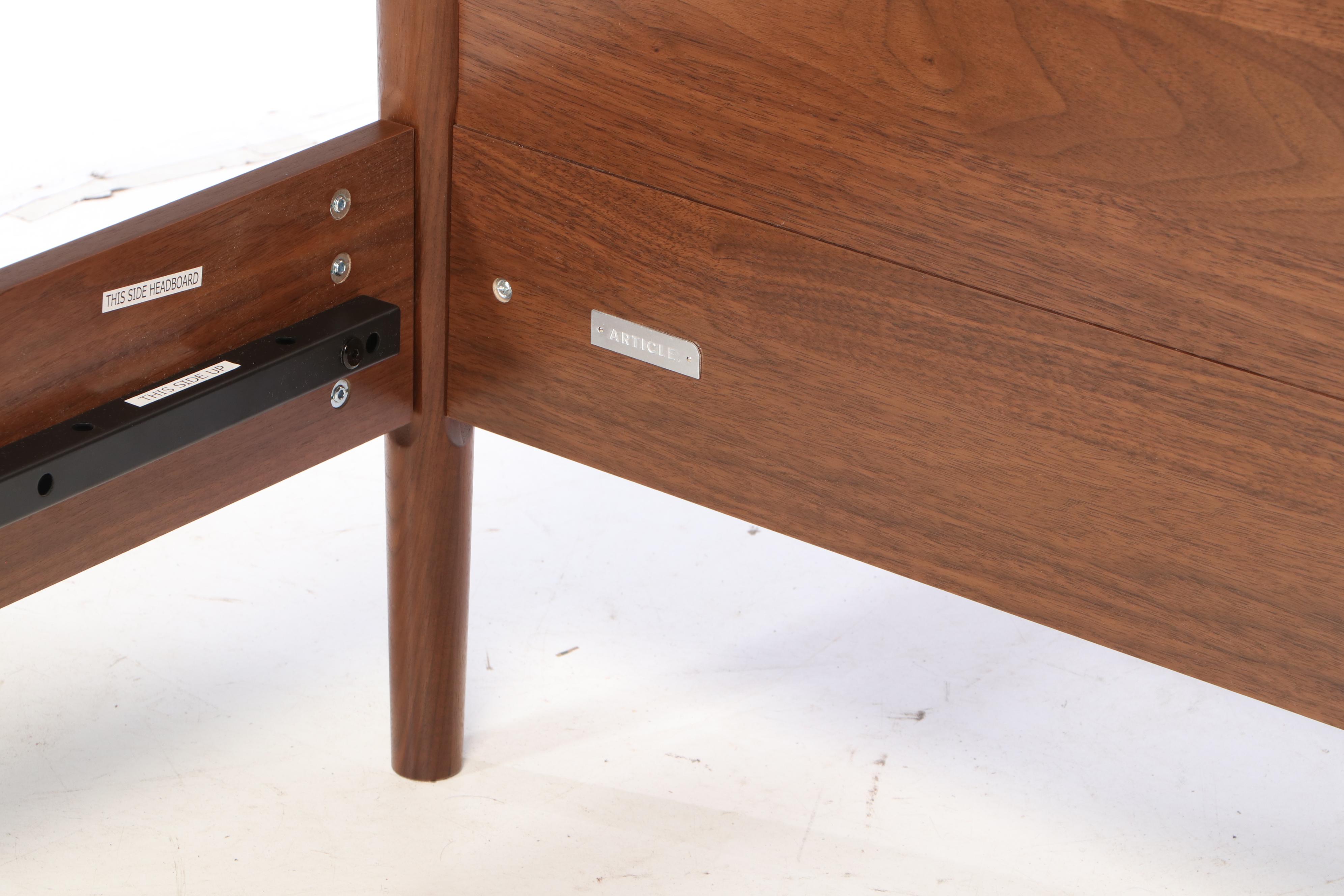 Article "Lenia" Contemporary Walnut-Veneered King Size Bed Frame