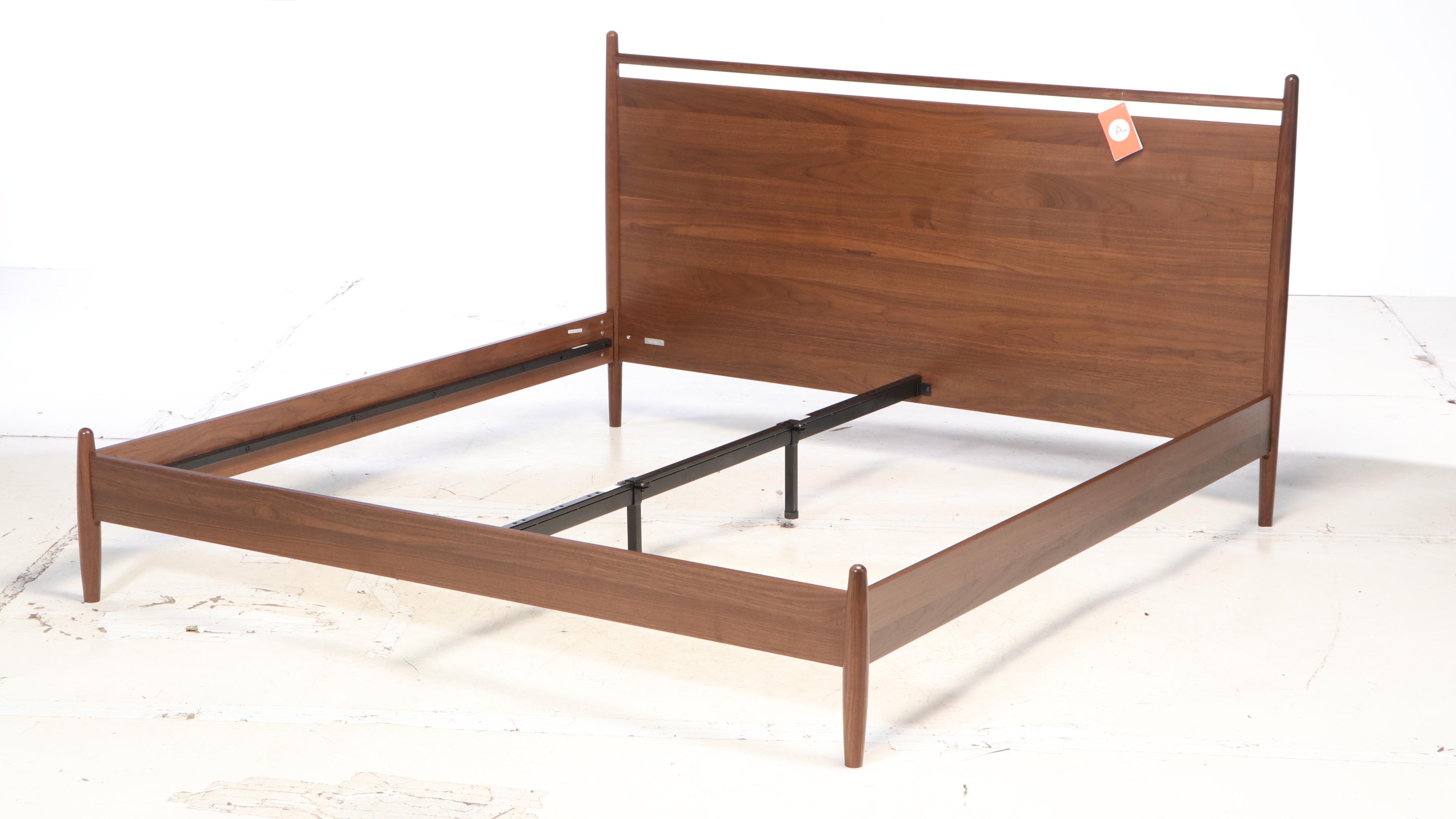 Article "Lenia" Contemporary Walnut-Veneered King Size Bed Frame
