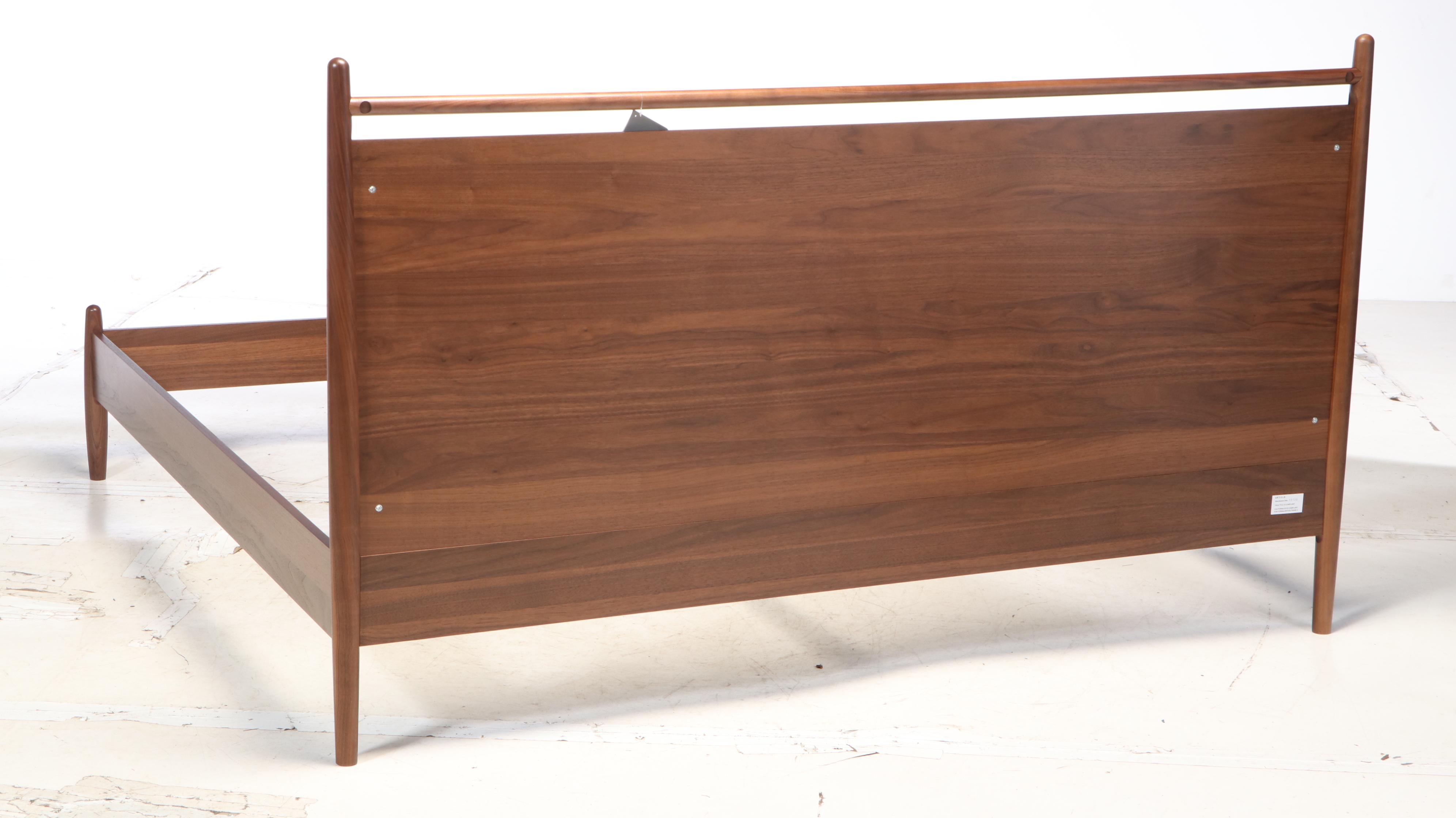 Article "Lenia" Contemporary Walnut-Veneered King Size Bed Frame