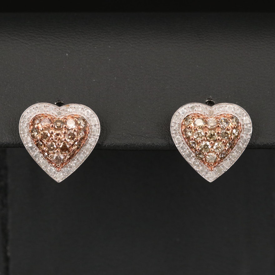 10K 1.73 CTW Diamond Heart Earrings