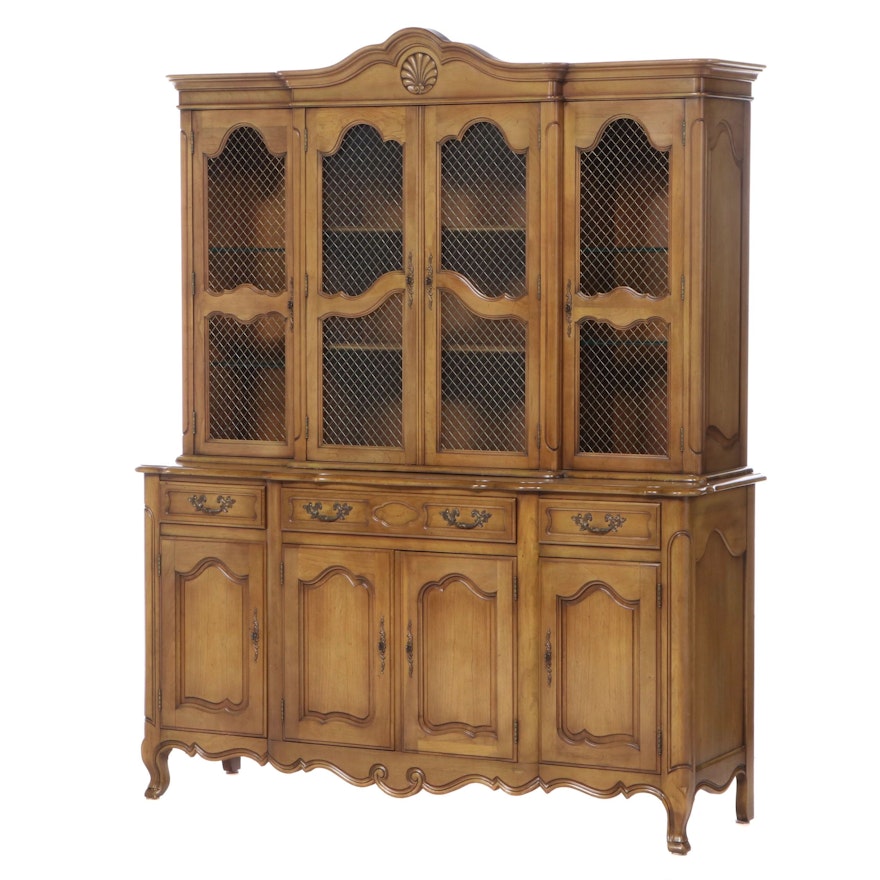 W.A. Bratburd French Provincial Style Hardwood China Cabinet, Mid-20th Century